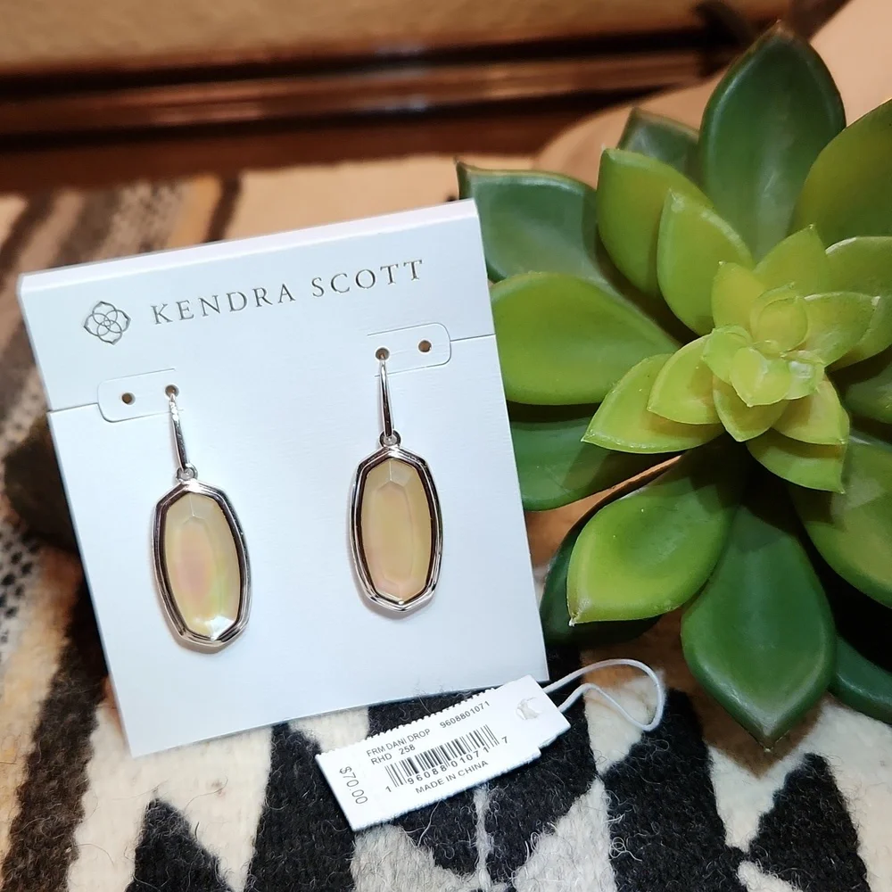 Kendra Scott Framed Dani Silver Drop Earrings NWT - Picture 2 of 7